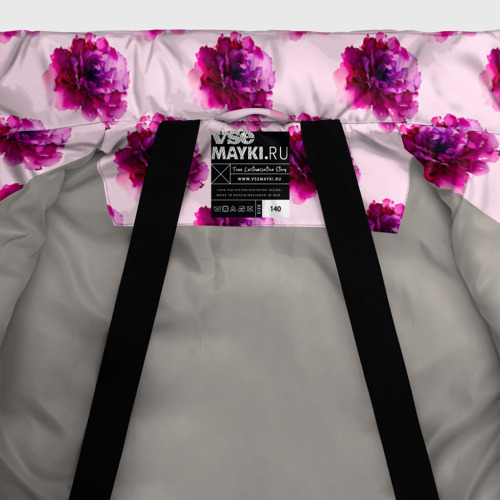 Зимняя куртка для мальчиков 3D с принтом Цветы пионы на розовом фоне, фото #5