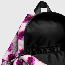 Рюкзак с принтом Цветы пионы на розовом фоне для ребенка, вид на модели спереди №4. Цвет основы: белый
