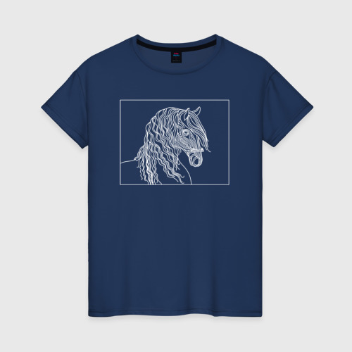 Женская футболка из хлопка с принтом Лошадь-зебра, вид спереди №1