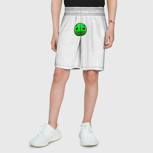 Детские спортивные шорты 3D Геометри Даш смайлик, цвет 3D печать - фото 4