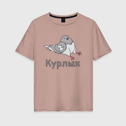 Женская футболка хлопок Oversize Курлык голубь