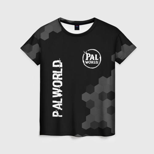 Женская футболка 3D с принтом Palworld glitch на темном фоне вертикально, вид спереди #2