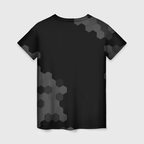 Женская футболка 3D с принтом Palworld glitch на темном фоне вертикально, вид сзади #1