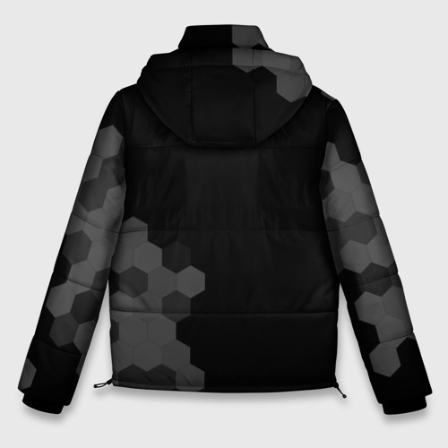 Мужская зимняя куртка 3D с принтом Palworld glitch на темном фоне вертикально, вид сзади #1