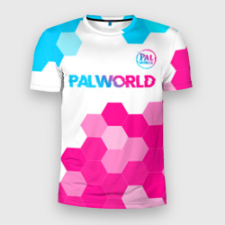 Мужская футболка 3D Slim Palworld neon gradient style посередине