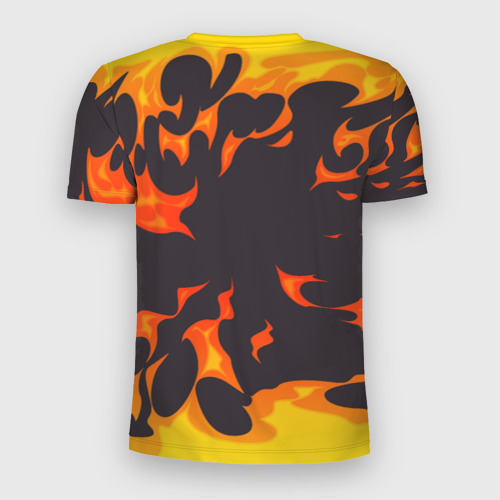 Мужская футболка 3D Slim с принтом Blink 182 рок панда и огонь, вид сзади #1