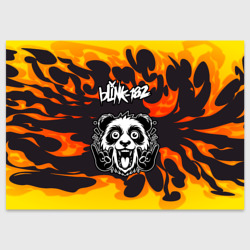 Поздравительная открытка Blink 182 рок панда и огонь