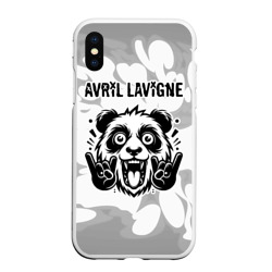 Чехол для iPhone XS Max матовый Avril Lavigne рок панда на светлом фоне