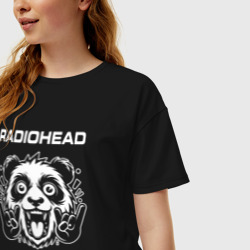 Женская футболка хлопок Oversize Radiohead rock panda - фото 2