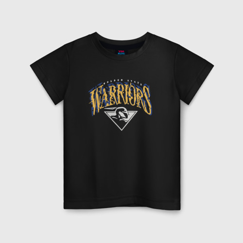 Детская футболка хлопок с принтом Golden state warriors suga glitch NBA, вид спереди #2