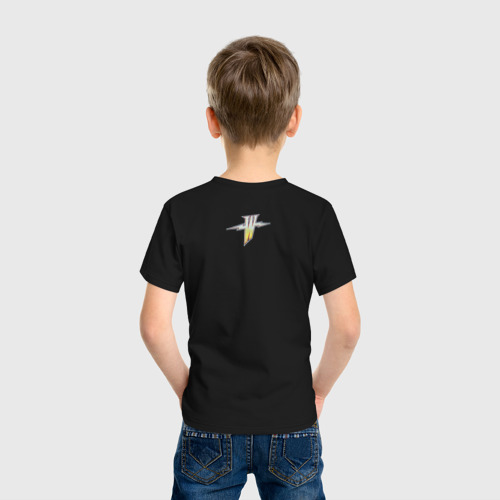 Детская футболка хлопок с принтом Golden state warriors suga glitch NBA, вид сзади #2