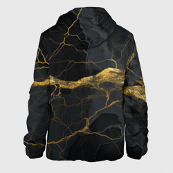 Куртка с принтом Золотое напыление на черной абстракции для мужчины, вид сзади №1. Цвет основы: белый