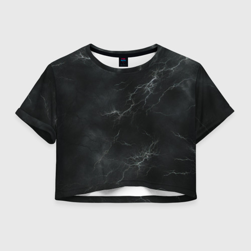 Женская футболка Crop-top 3D Светлая молния на черном, цвет 3D печать