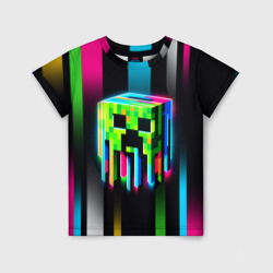 Неоновый Крипер - Майнкрафт – Детская футболка 3D с принтом купить со скидкой в -33%