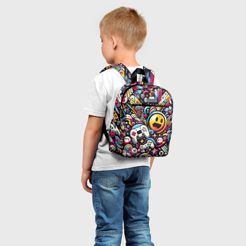 Детский рюкзак 3D с принтом Паттерн с играми, фото на моделе #1