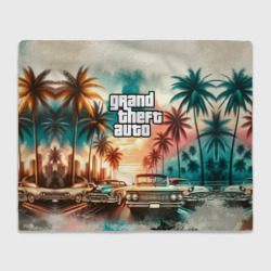 Плед 3D ГТА - пальмы и машины