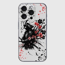 Чехол для iPhone 15 Pro силиконовый с защитой камеры Ghost of Tsushima - sakura samurai ghost