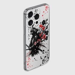 Чехол для iPhone 15 Pro силиконовый с защитой камеры Ghost of Tsushima - sakura samurai ghost - фото 2