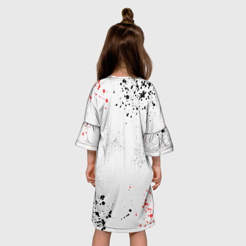 Детское платье 3D с принтом Ghost of Tsushima - sakura samurai ghost, вид сзади #2