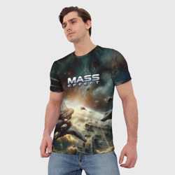 Мужская футболка 3D Масс эффект - космос - фото 2