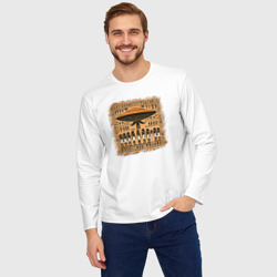 Мужской лонгслив oversize хлопок НЛО на египетском папирусе - фото 2