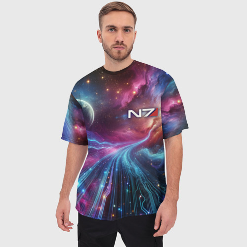 Мужская футболка oversize 3D Mass Effect - N7, цвет 3D печать - фото 3