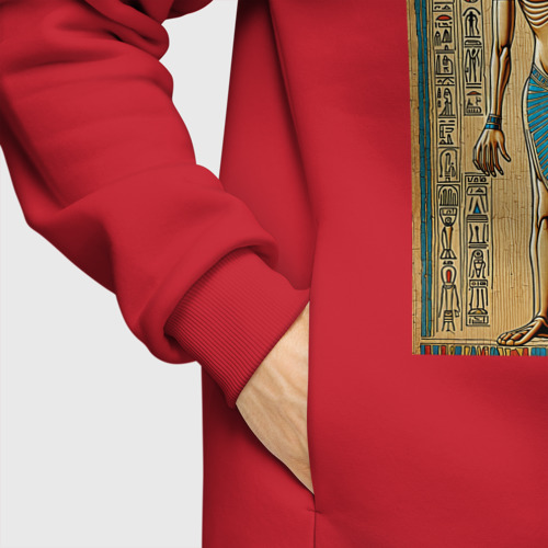 Мужское худи Oversize хлопок Пришелец на египетском папирусе, цвет красный - фото 8