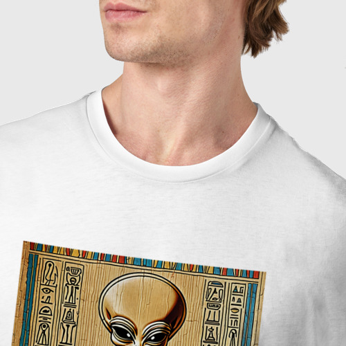 Мужская футболка хлопок с принтом Пришелец на египетском папирусе, фото #4
