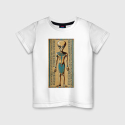 Детская футболка хлопок Пришелец на египетском папирусе