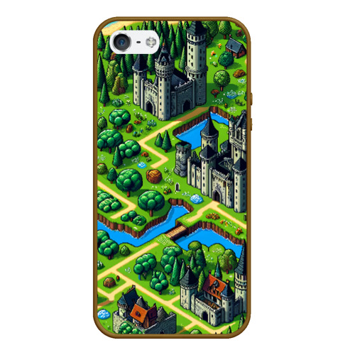 Чехол для iPhone 5/5S матовый Heroes of Might and Magic - pixel map, цвет коричневый