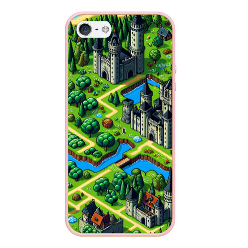 Чехол для iPhone 5/5S матовый Heroes of Might and Magic - pixel map, цвет светло-розовый