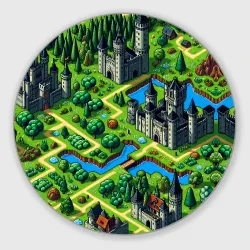 Круглый коврик для мышки Heroes of Might and Magic - pixel map