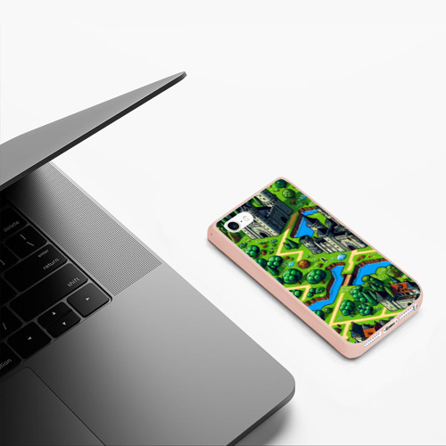Чехол для iPhone 5/5S матовый Heroes of Might and Magic - pixel map, цвет светло-розовый - фото 5
