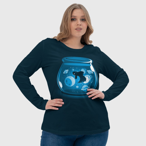 Женский лонгслив 3D Космический аквариум, цвет 3D печать - фото 6