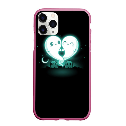 Чехол для iPhone 11 Pro Max матовый Призрачная любовь, цвет малиновый