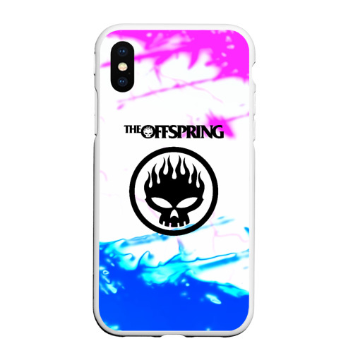 Чехол для iPhone XS Max матовый The Offspring неоновая абстракция, цвет белый