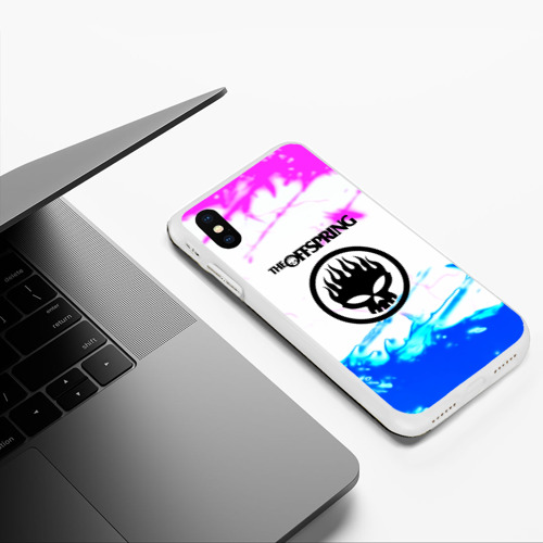 Чехол для iPhone XS Max матовый The Offspring неоновая абстракция, цвет белый - фото 5