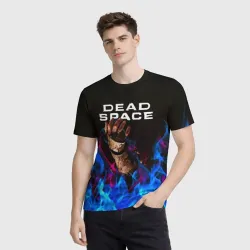 Мужская футболка 3D Dead space неоновый огонь и рука - фото 2