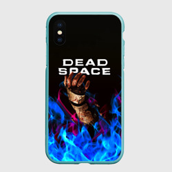 Чехол для iPhone XS Max матовый Dead space неоновый огонь и рука