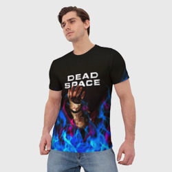 Мужская футболка 3D Dead space неоновый огонь и рука - фото 2
