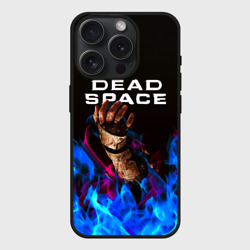 Чехол силиконовый для Apple iPhone 15 Pro матовый Dead space неоновый огонь и рука