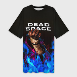 Платье-футболка 3D Dead space неоновый огонь и рука
