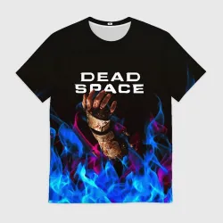 Мужская футболка 3D Dead space неоновый огонь и рука