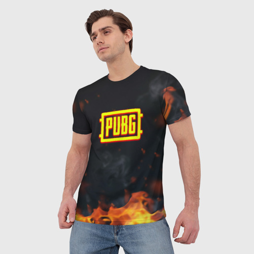 Мужская футболка 3D с принтом Pubg fire abstraction, фото на моделе #1