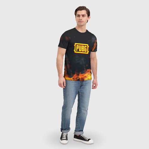 Мужская футболка 3D с принтом Pubg fire abstraction, вид сбоку #3