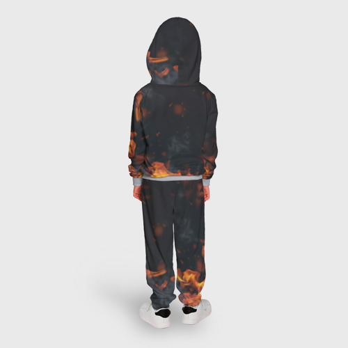 Детский костюм с толстовкой с принтом Pubg fire abstraction, вид сзади #2