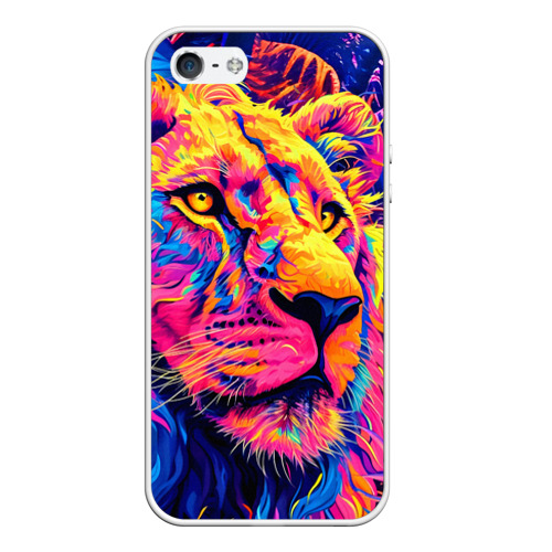 Чехол для iPhone 5/5S матовый Лев светящийся неоновый 
