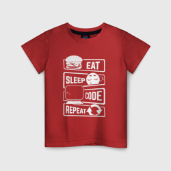 Детская футболка хлопок Eat sleep code repeat арт