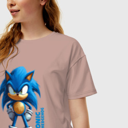 Женская футболка хлопок Oversize Sonic - poster style - фото 2