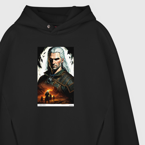 Мужское худи Oversize хлопок Ведьмак The Witcher Геральт из Ривии, цвет черный - фото 4